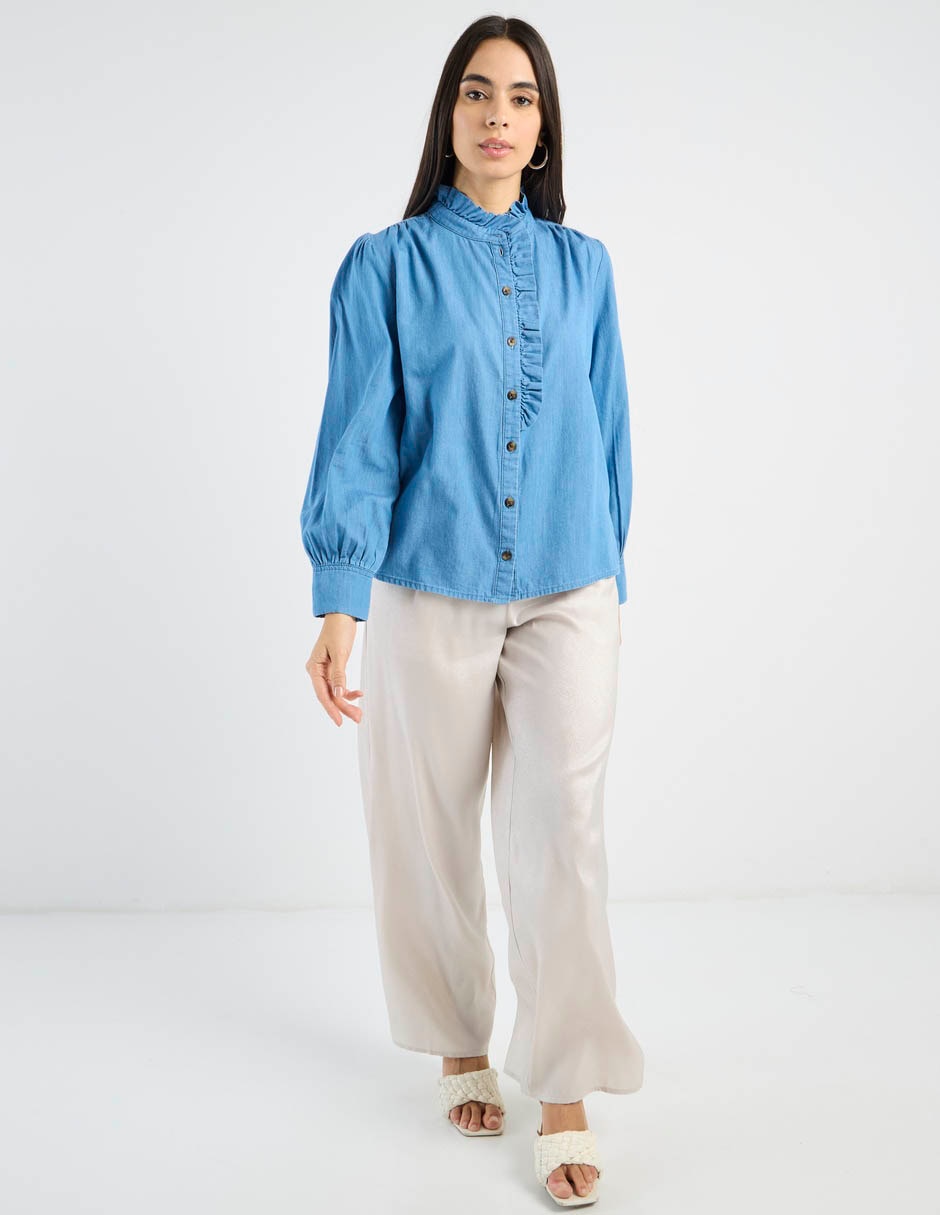 Camisa de algodón manga larga para mujer 4