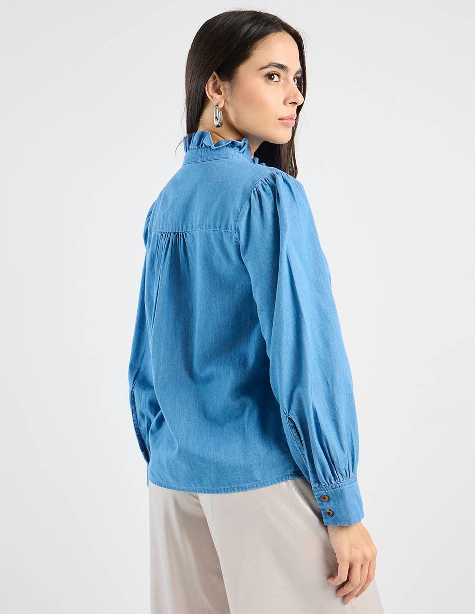Camisa de algodón manga larga para mujer 6