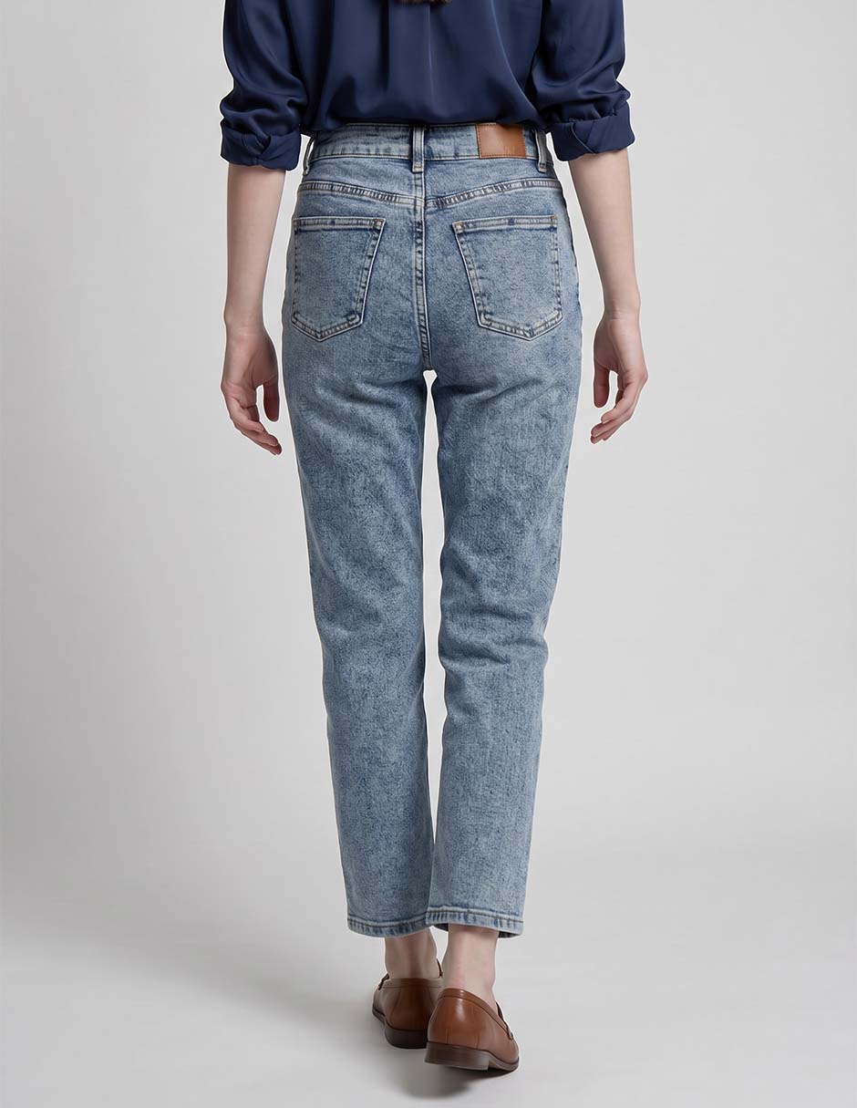 Jeans straight corte cintura alta para mujer 2