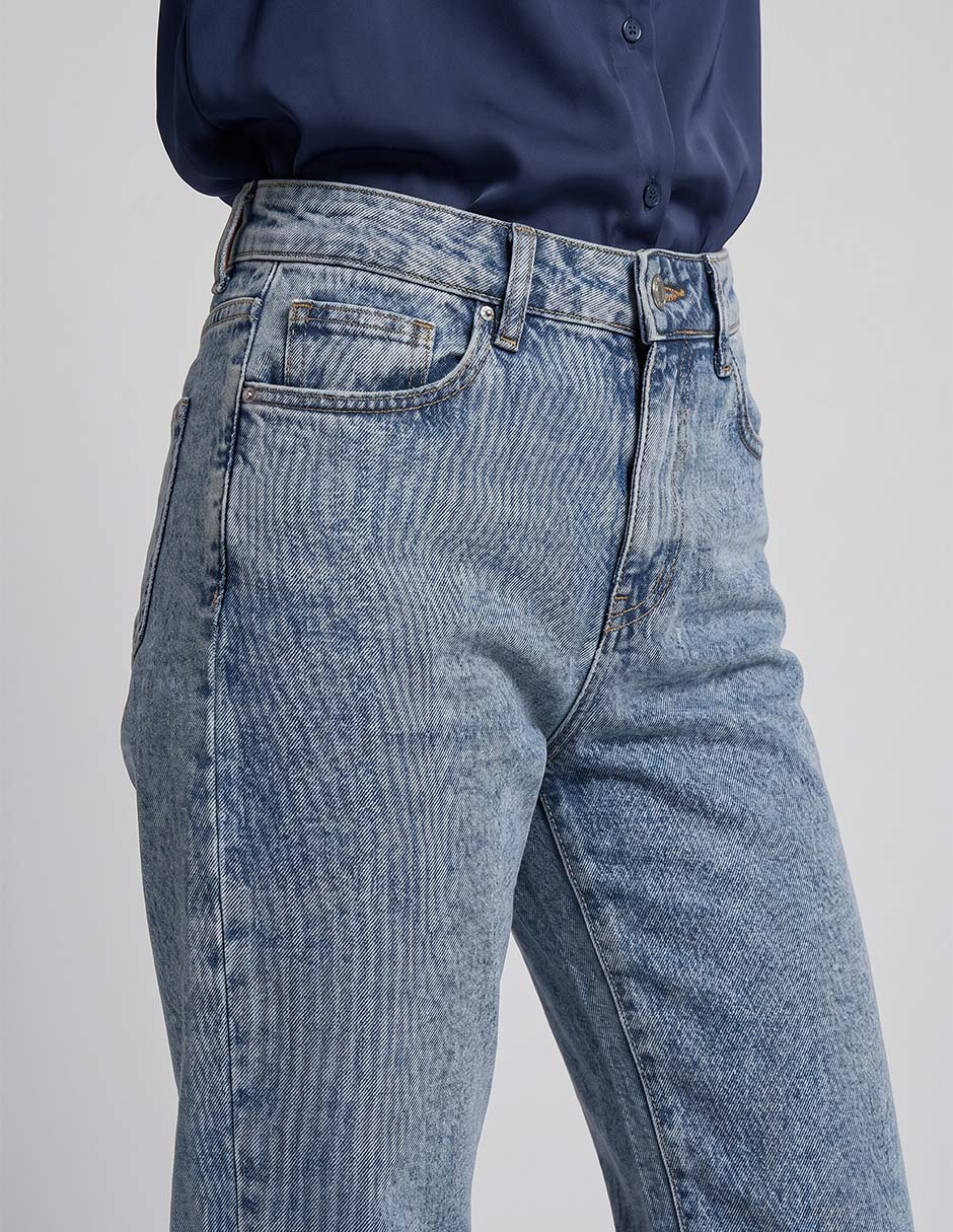 Jeans straight corte cintura alta para mujer 3
