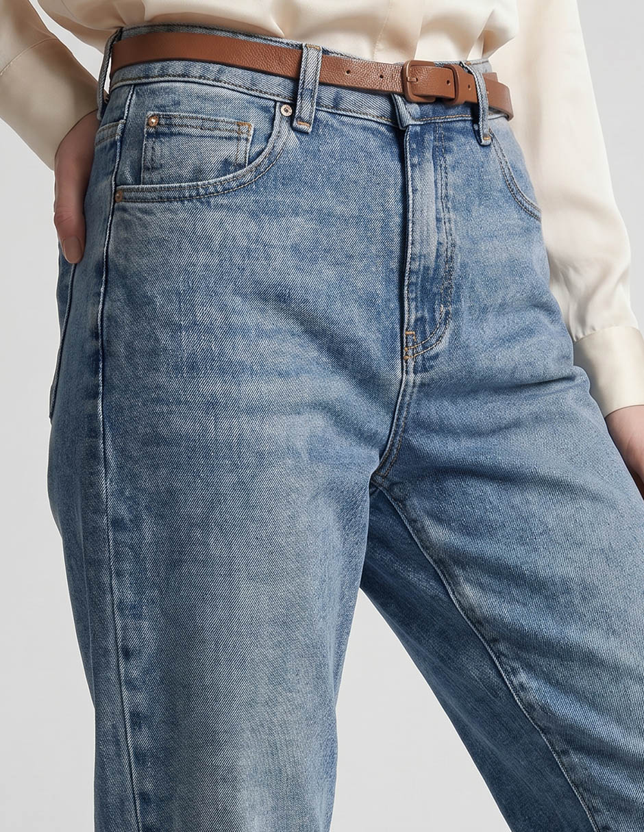 Jeans straight corte cintura alta para mujer 4