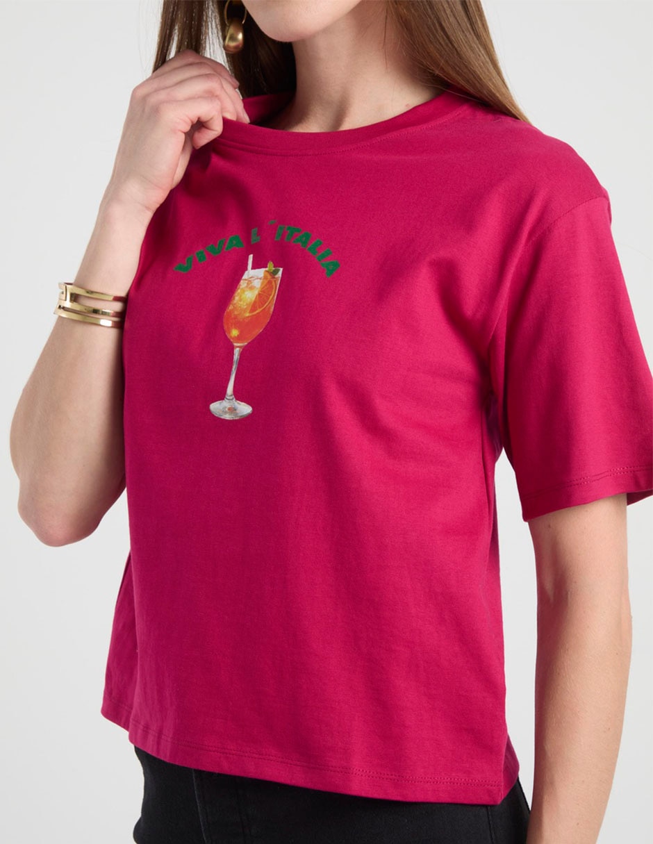 Playera manga corta cuello redondo para mujer 5
