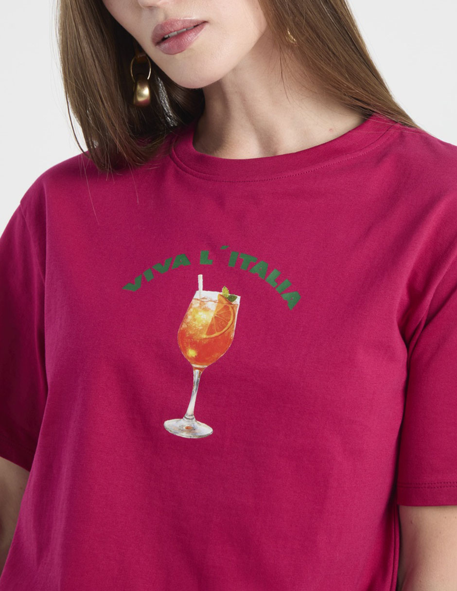 Playera manga corta Map cuello redondo para mujer