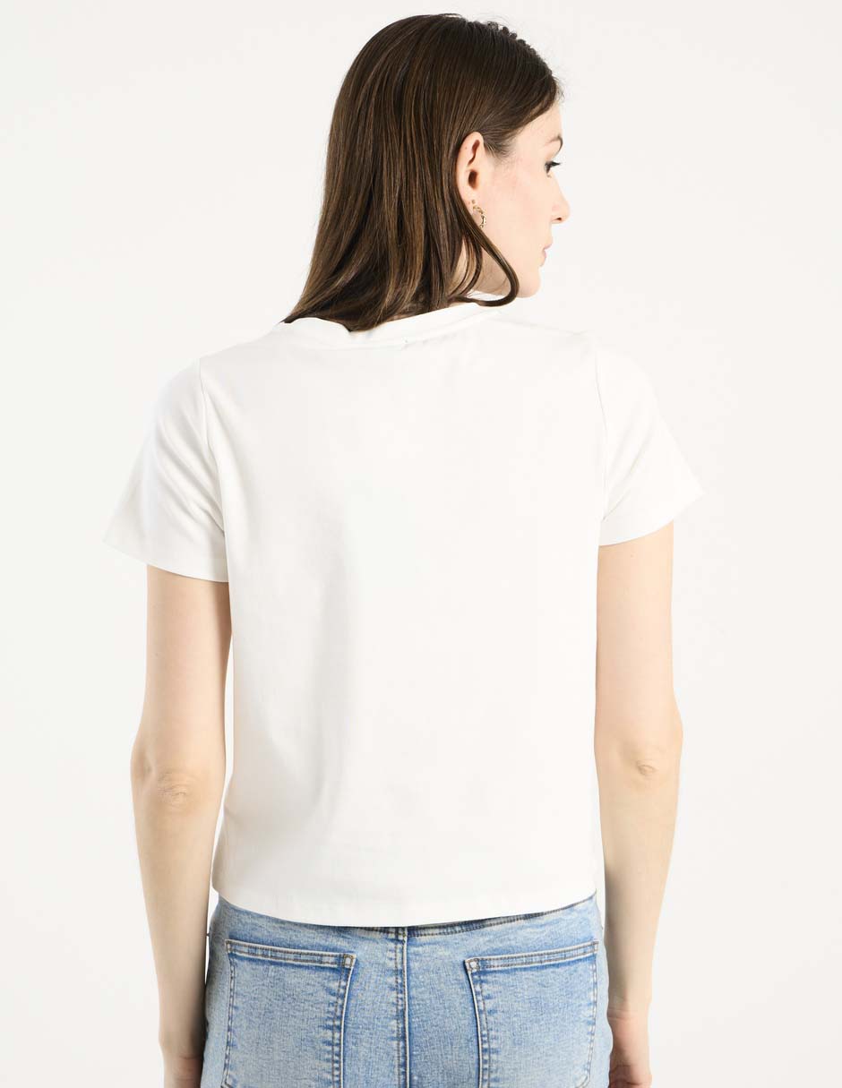Playera manga corta Petite Studio cuello redondo para mujer