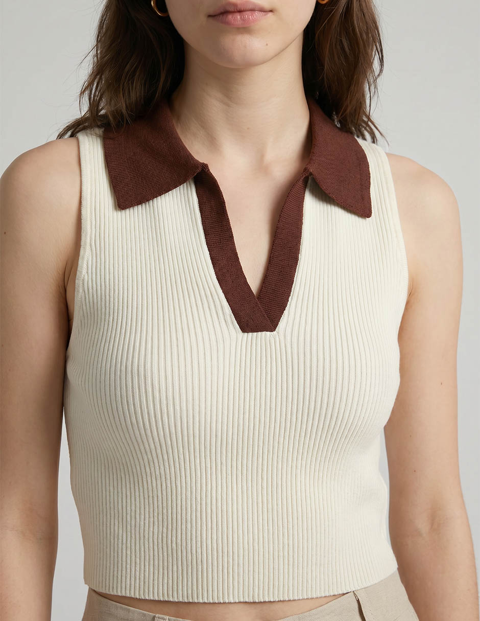 Top cuello polo escote v 3