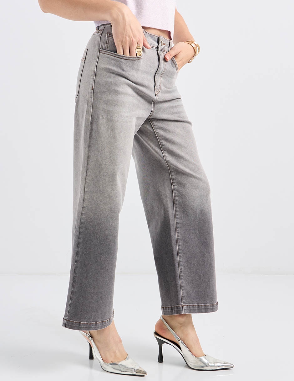 Jeans coulotte straight cintura para mujer