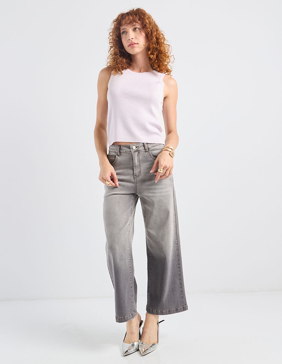 Jeans coulotte straight cintura para mujer 5