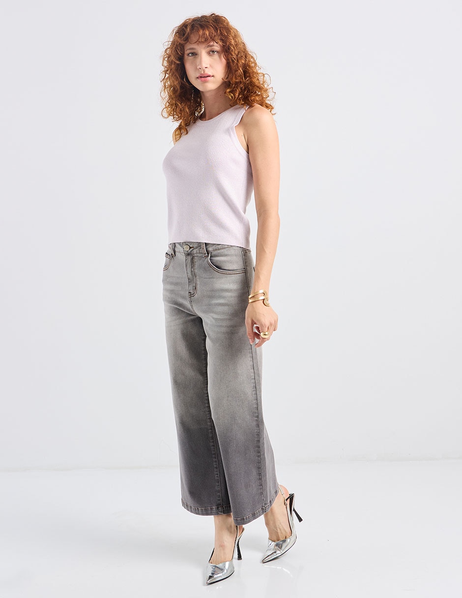 Jeans coulotte straight cintura para mujer 4
