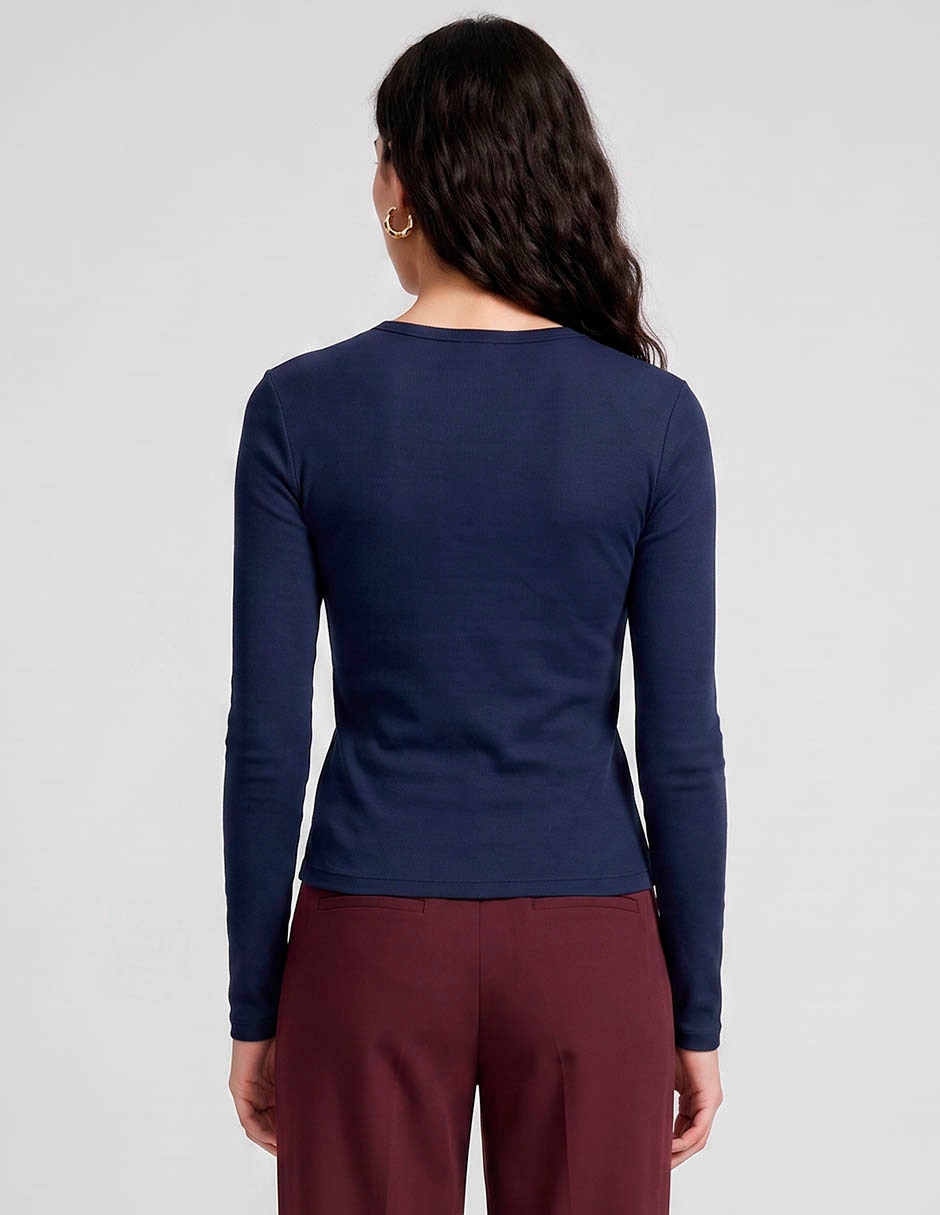 Playera manga larga cuello redondo para mujer 2