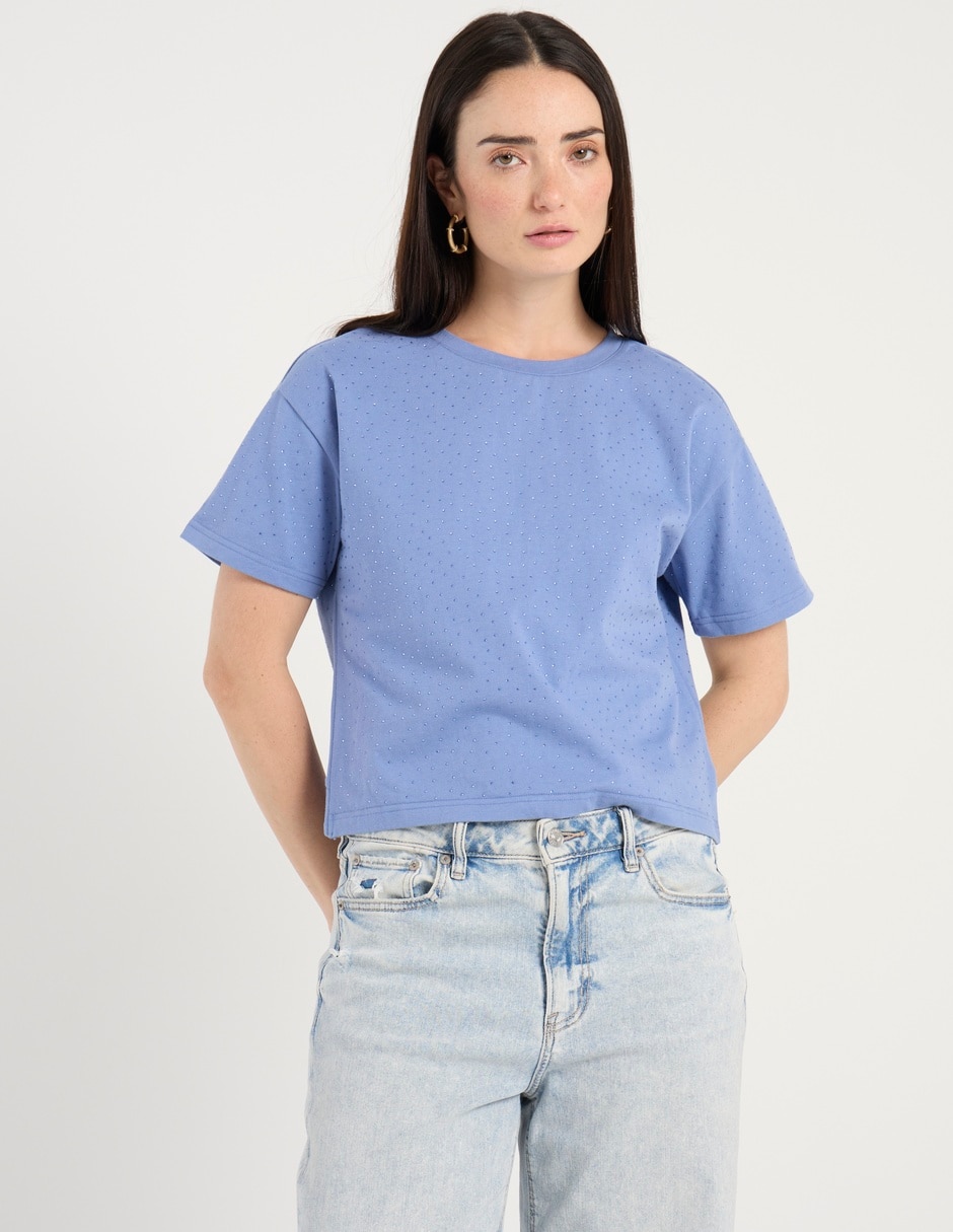 Playera manga corta Petite Studio cuello redondo para mujer