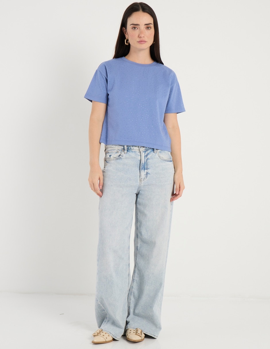 Playera manga corta Petite Studio cuello redondo para mujer