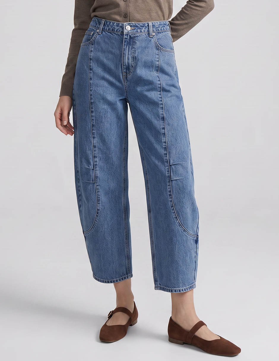 Jeans baggy a la cintura para mujer