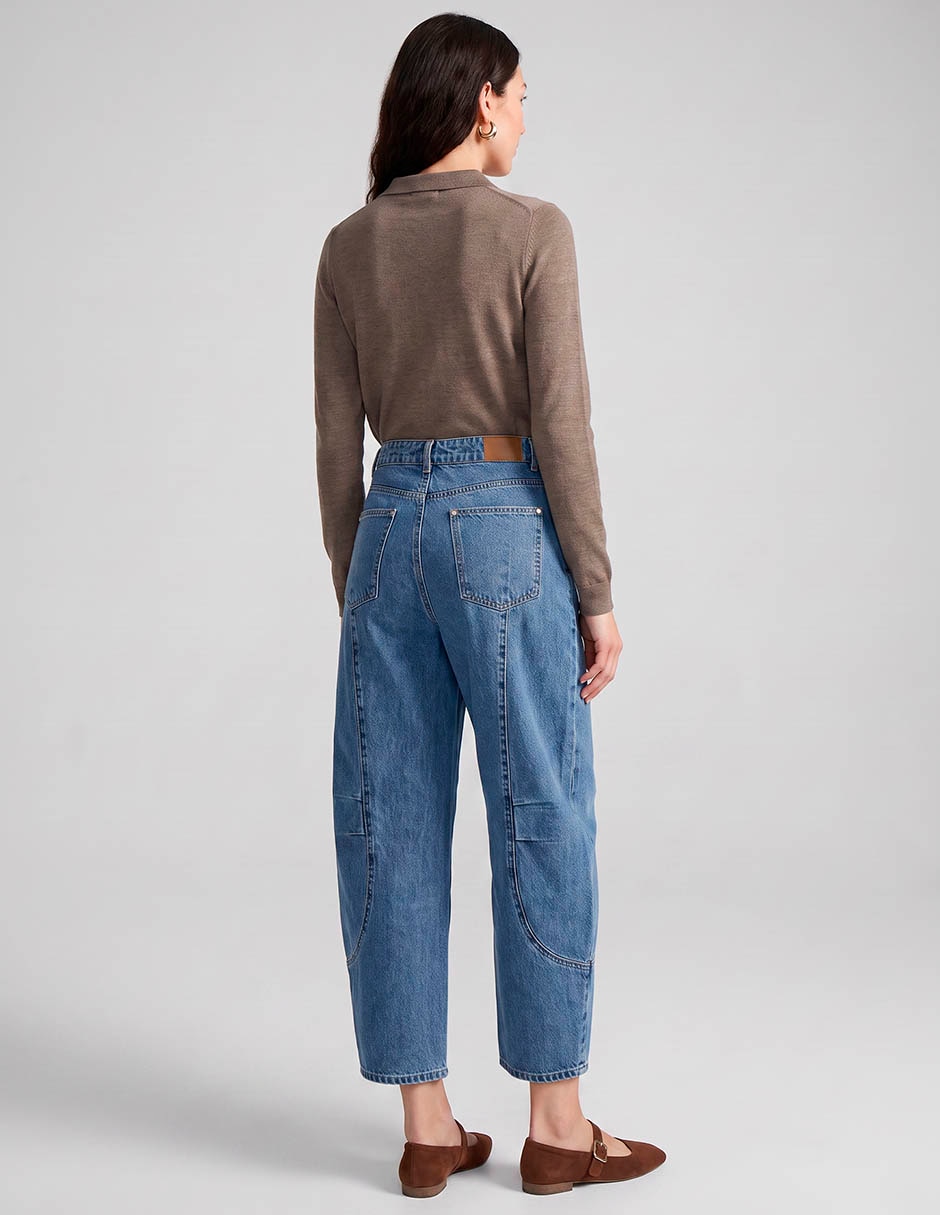 Jeans baggy a la cintura para mujer 3