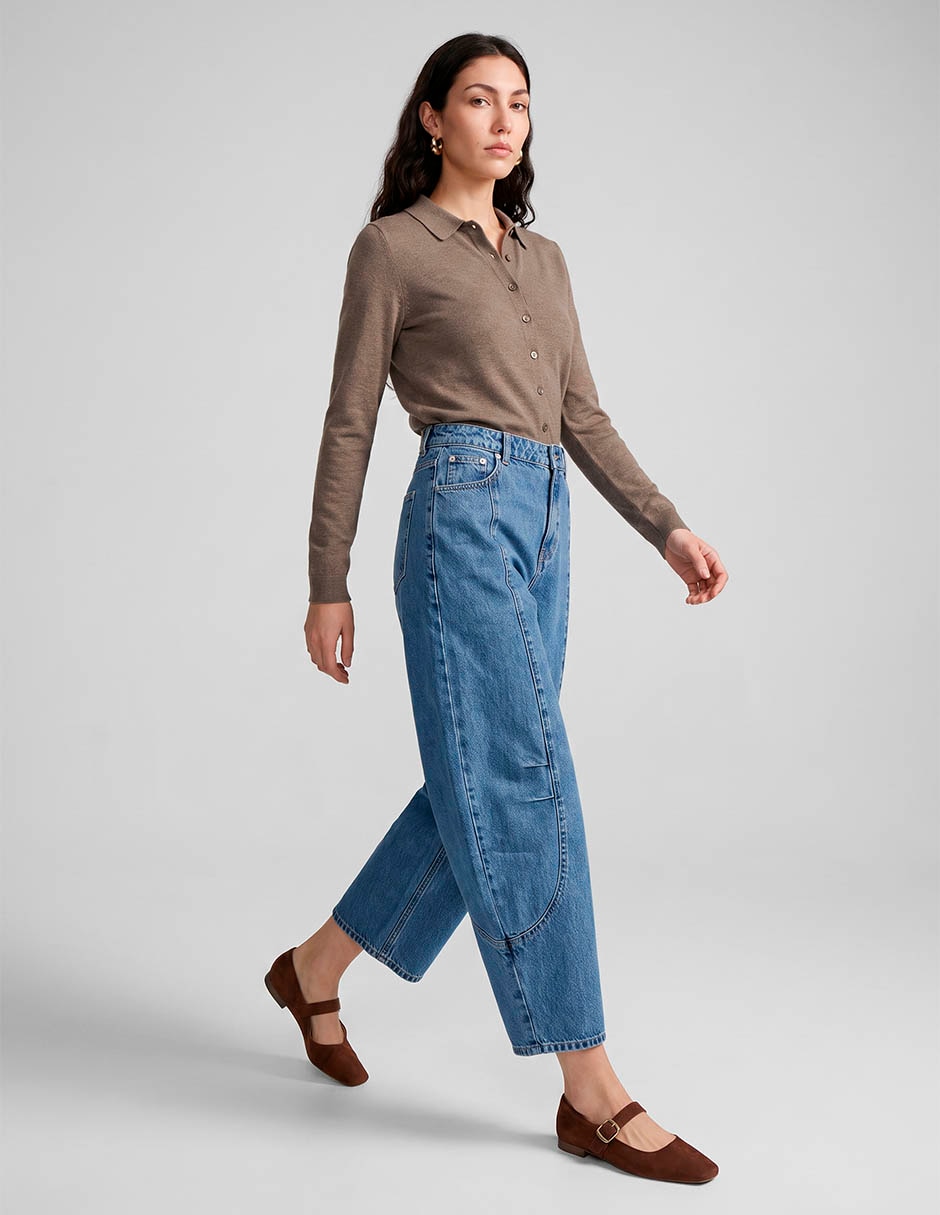 Jeans baggy a la cintura para mujer 2