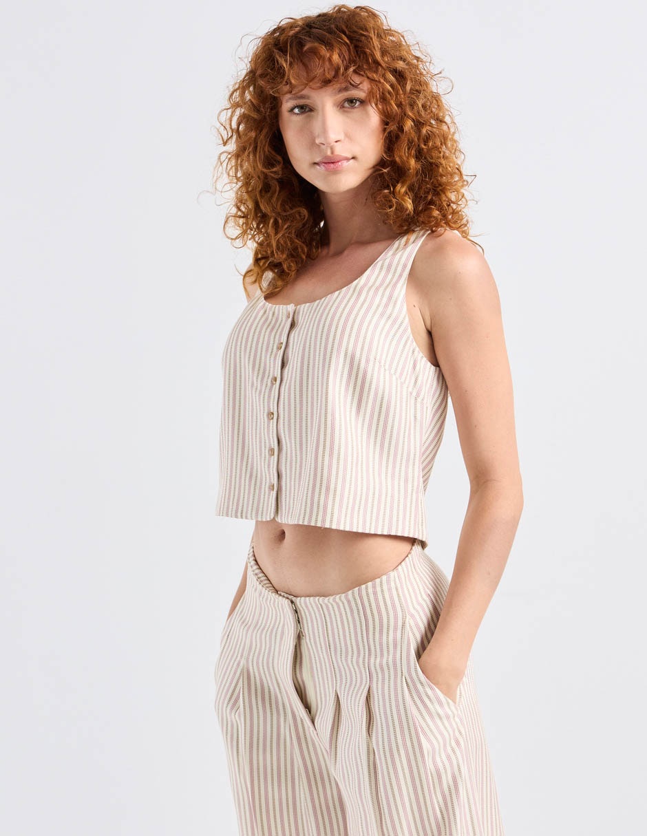 Top Petite Studio cuello cuadrado