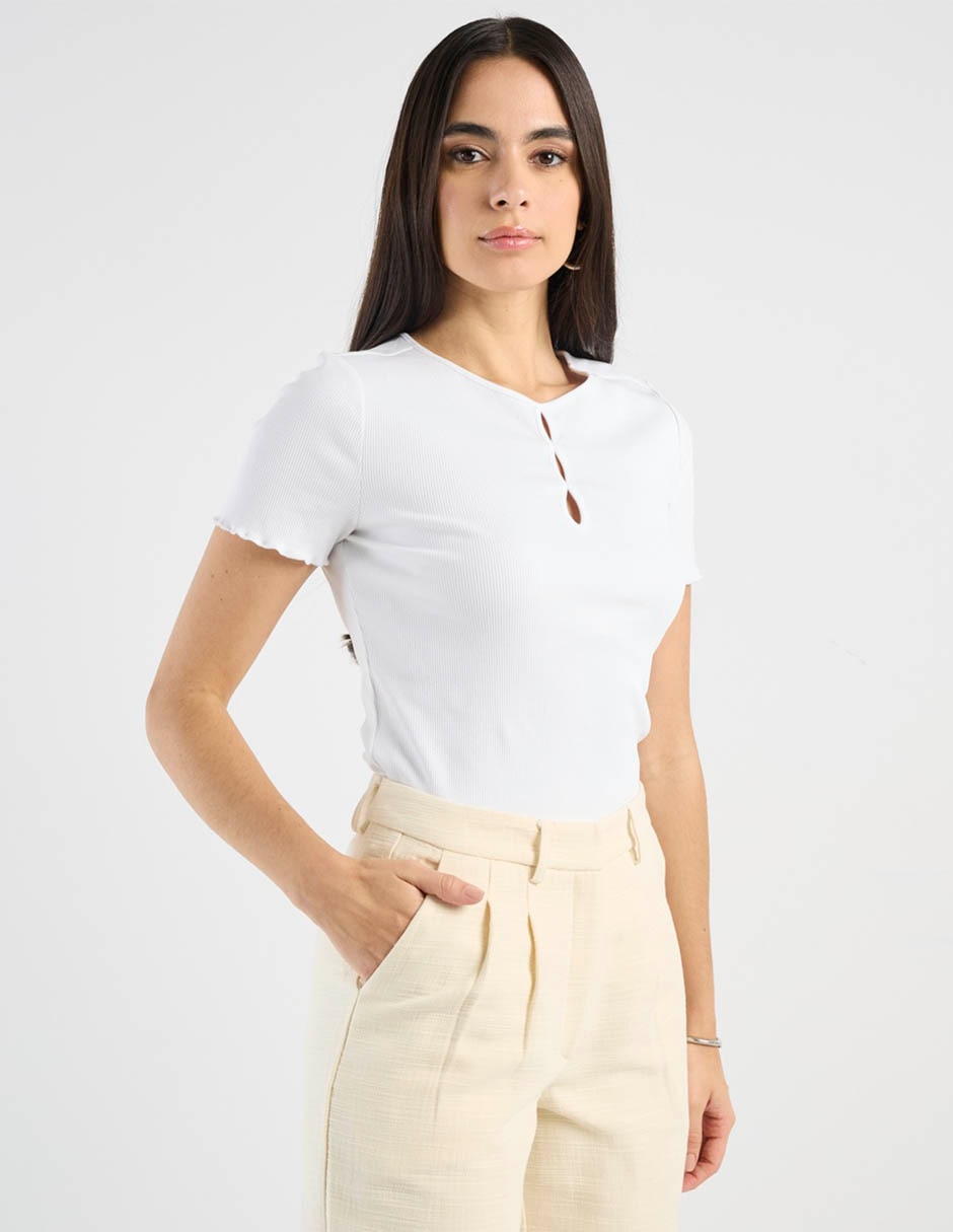 Playera manga corta Petite Studio cuello redondo para mujer Playera manga corta Petite Studio cuello redondo para mujer