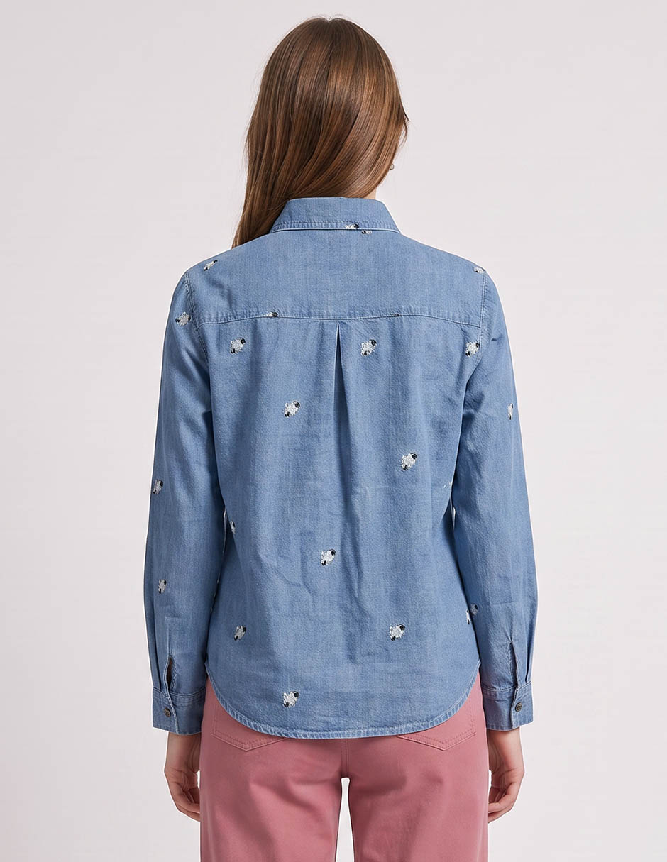 Camisa de mezclilla manga larga para mujer 2