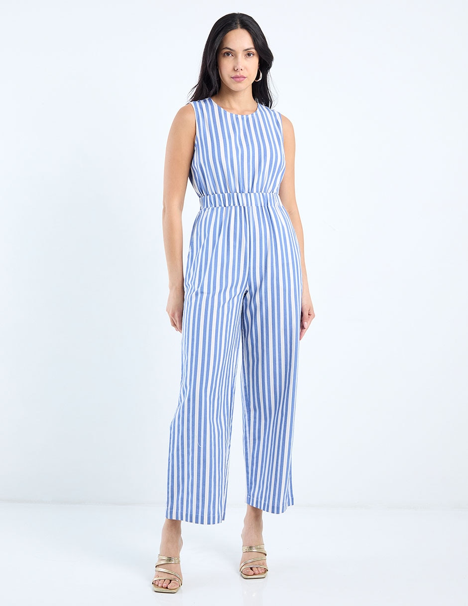 Jumpsuit de rayón estampado a rayas para mujer Jumpsuit de rayón estampado a rayas para mujer