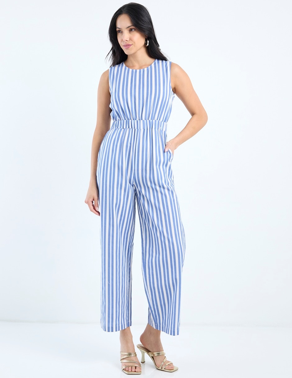 Jumpsuit de rayón estampado a rayas para mujer 3