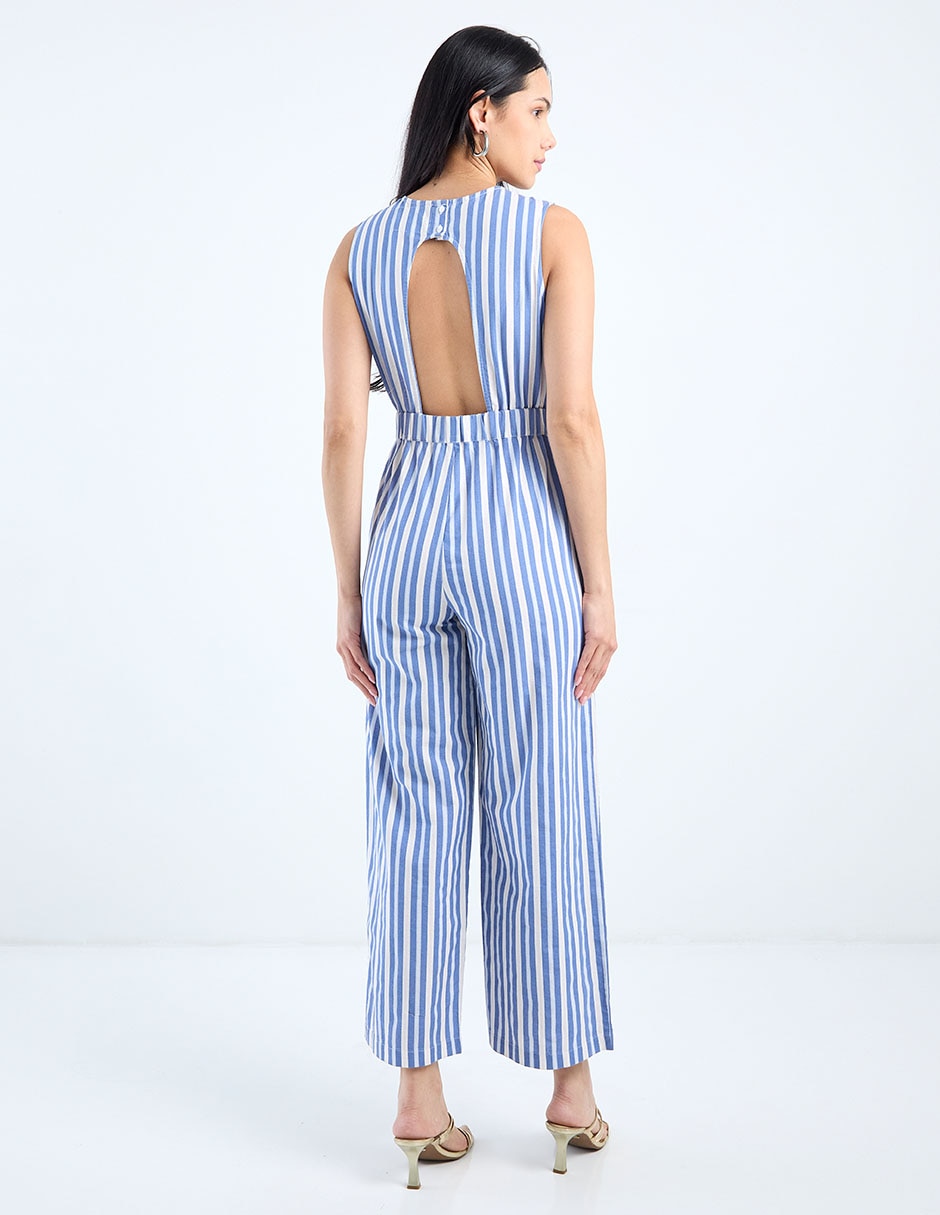 Jumpsuit de rayón estampado a rayas para mujer 6