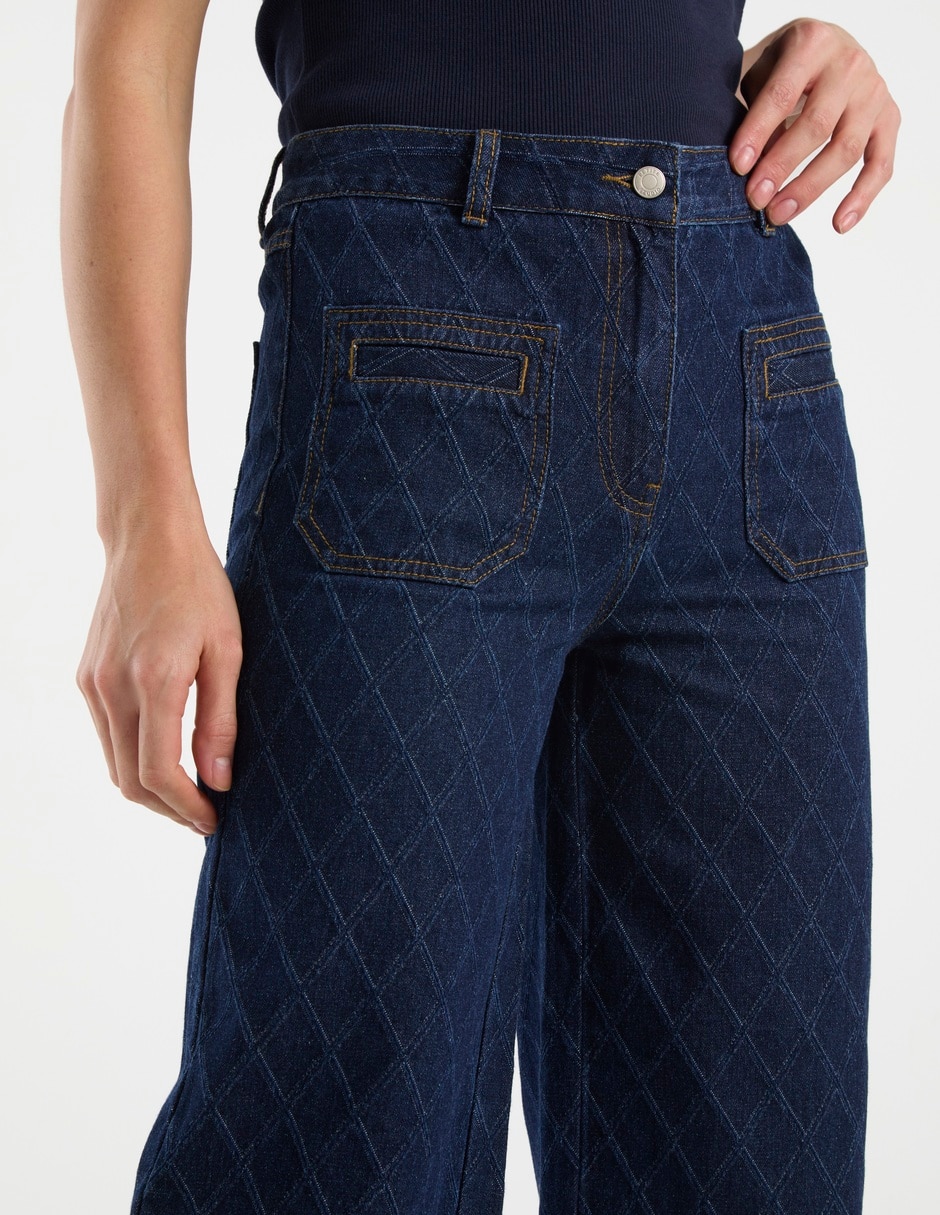 Jeans amplio cintura media para mujer