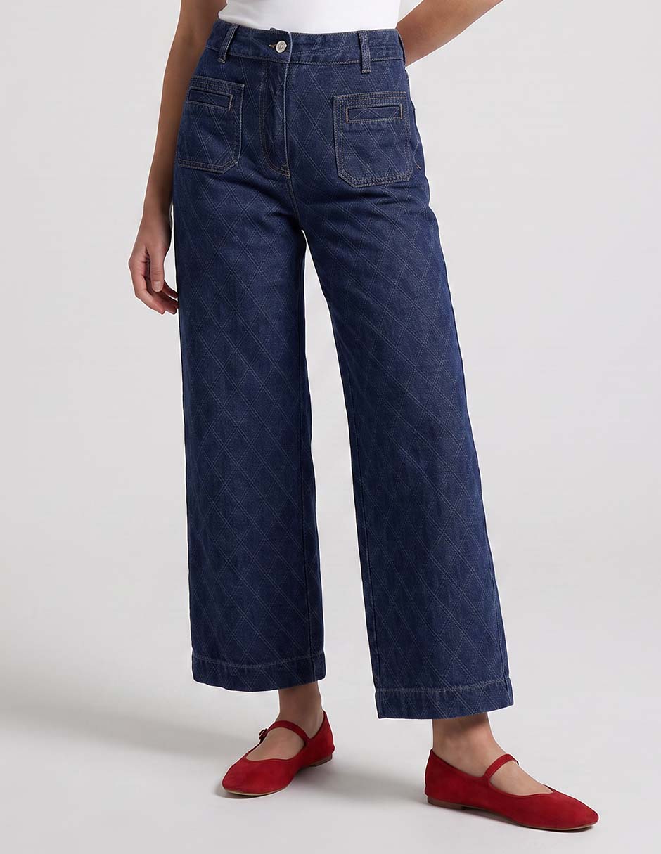Jeans amplio cintura media para mujer Jeans amplio cintura media para mujer