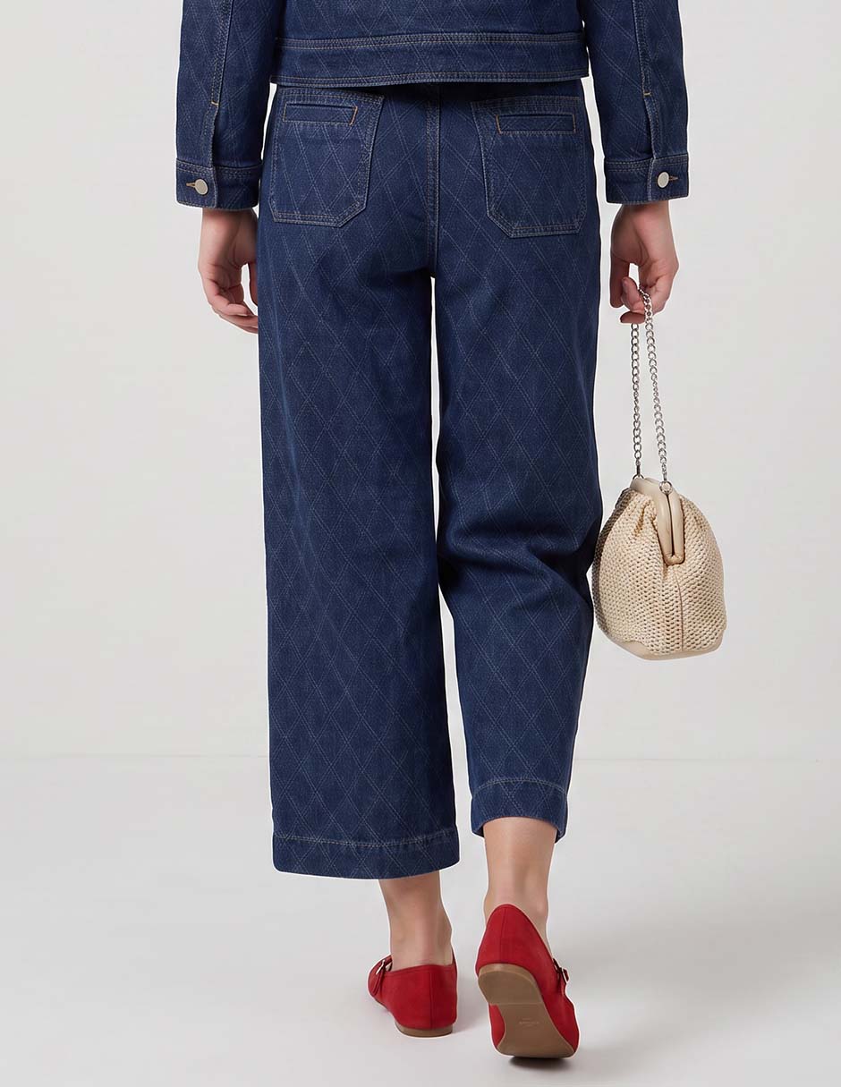 Jeans amplio cintura media para mujer