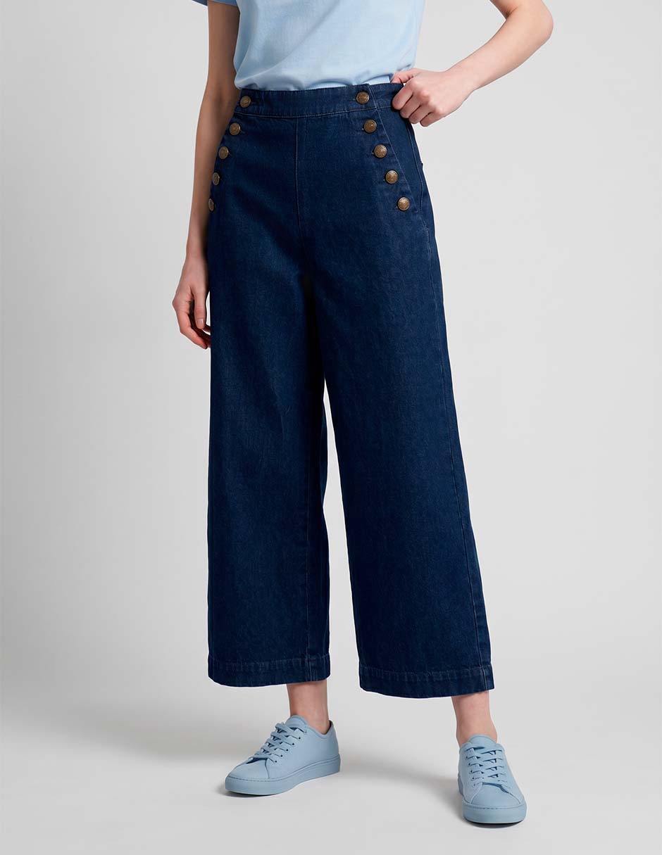 Jeans coulotte straight a la cintura para mujer