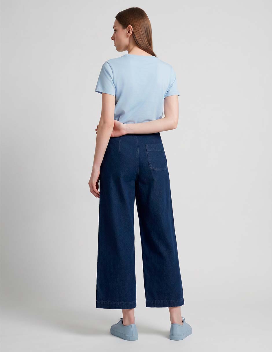 Jeans coulotte straight a la cintura para mujer