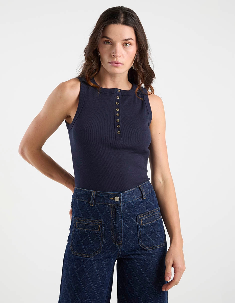 Top cuello redondo tirante ancho Top cuello redondo tirante ancho
