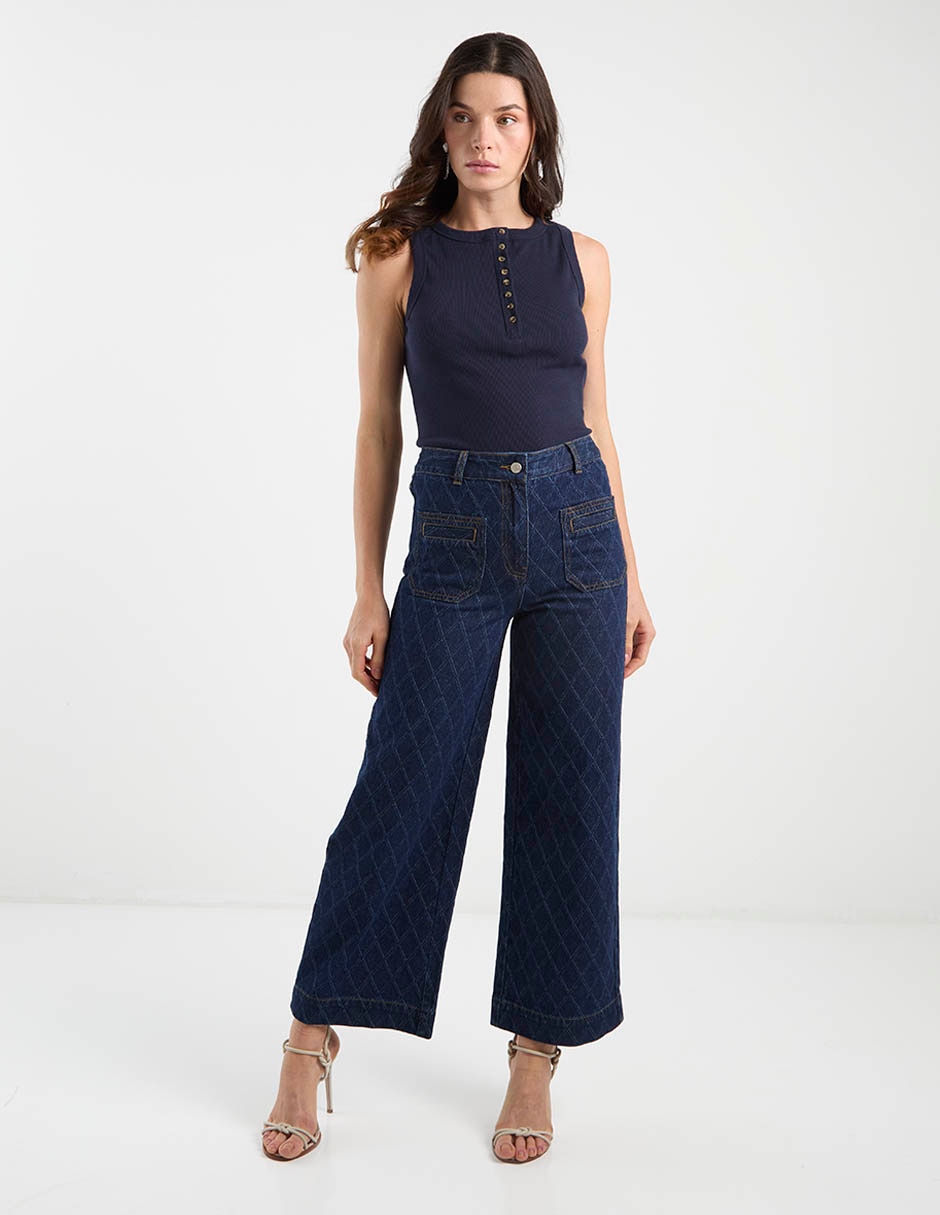 Top Petite Studio cuello redondo tirante ancho