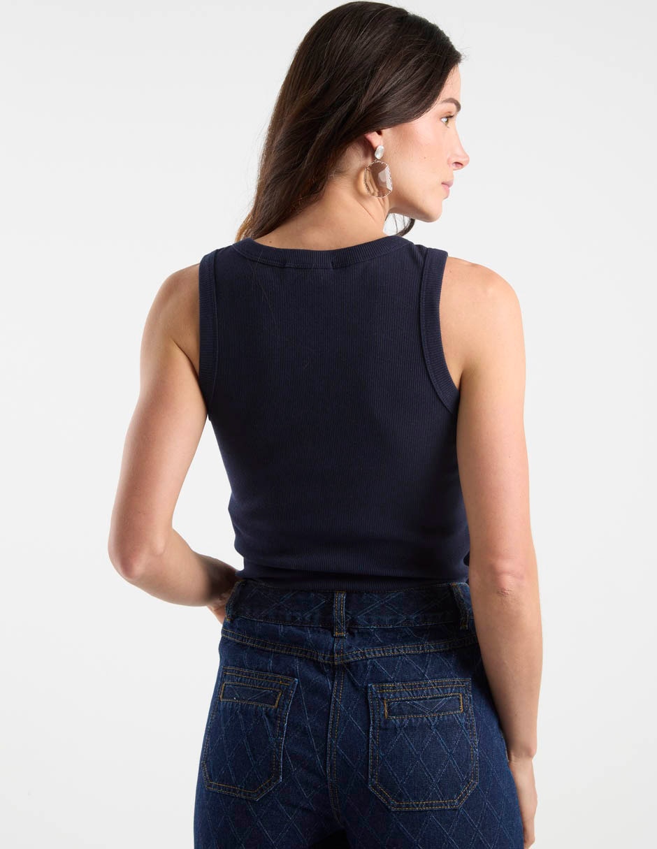 Top Petite Studio cuello redondo tirante ancho
