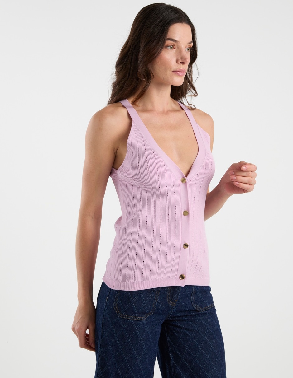 Top Petite Studio escote V tirante ancho