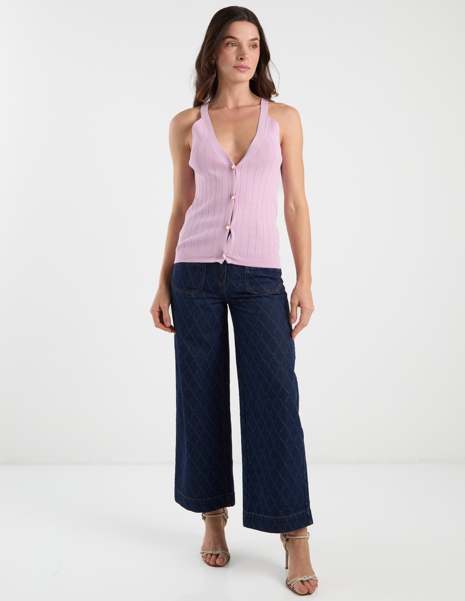 Top Petite Studio escote V tirante ancho