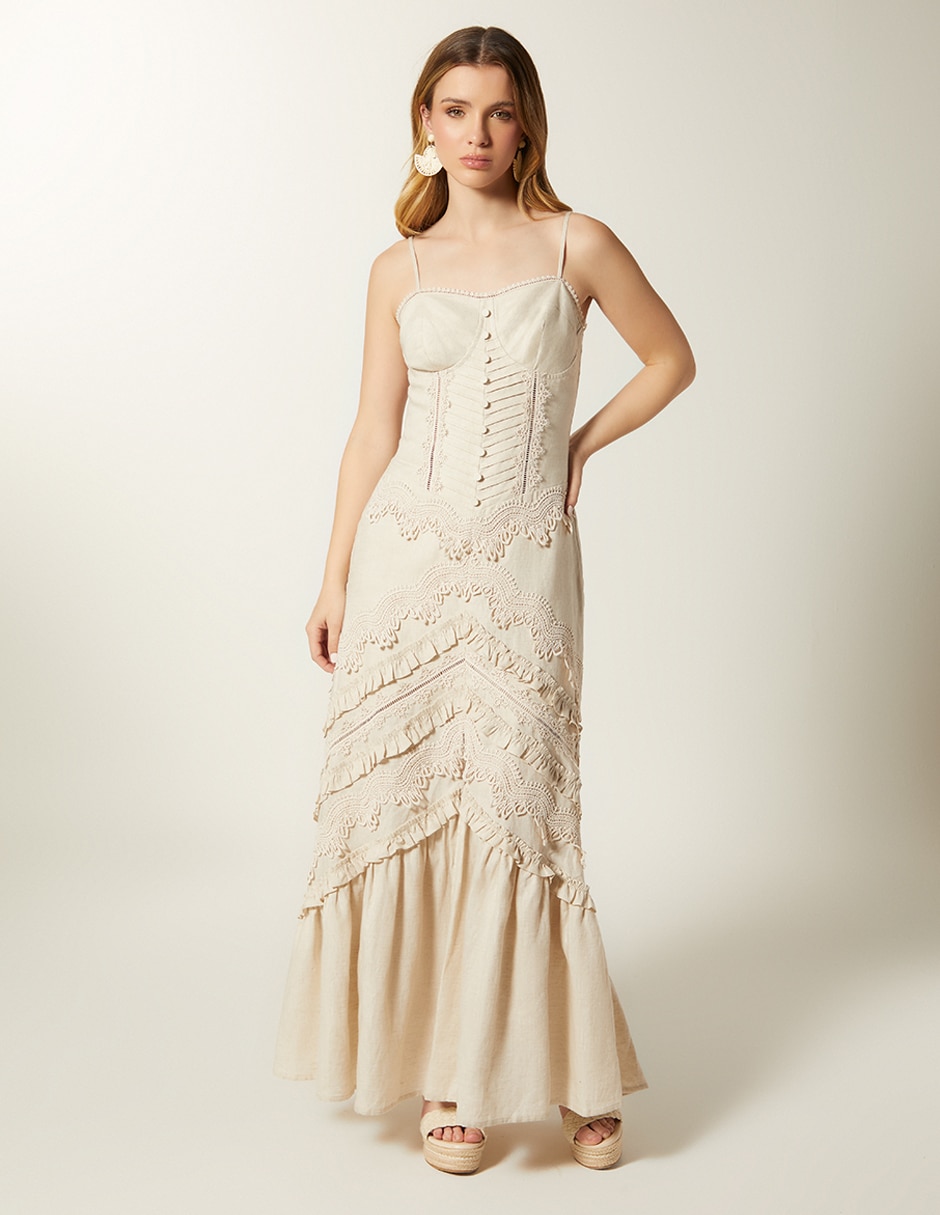 Vestido largo de noche Studio F Diamond Beach Organic para mujer