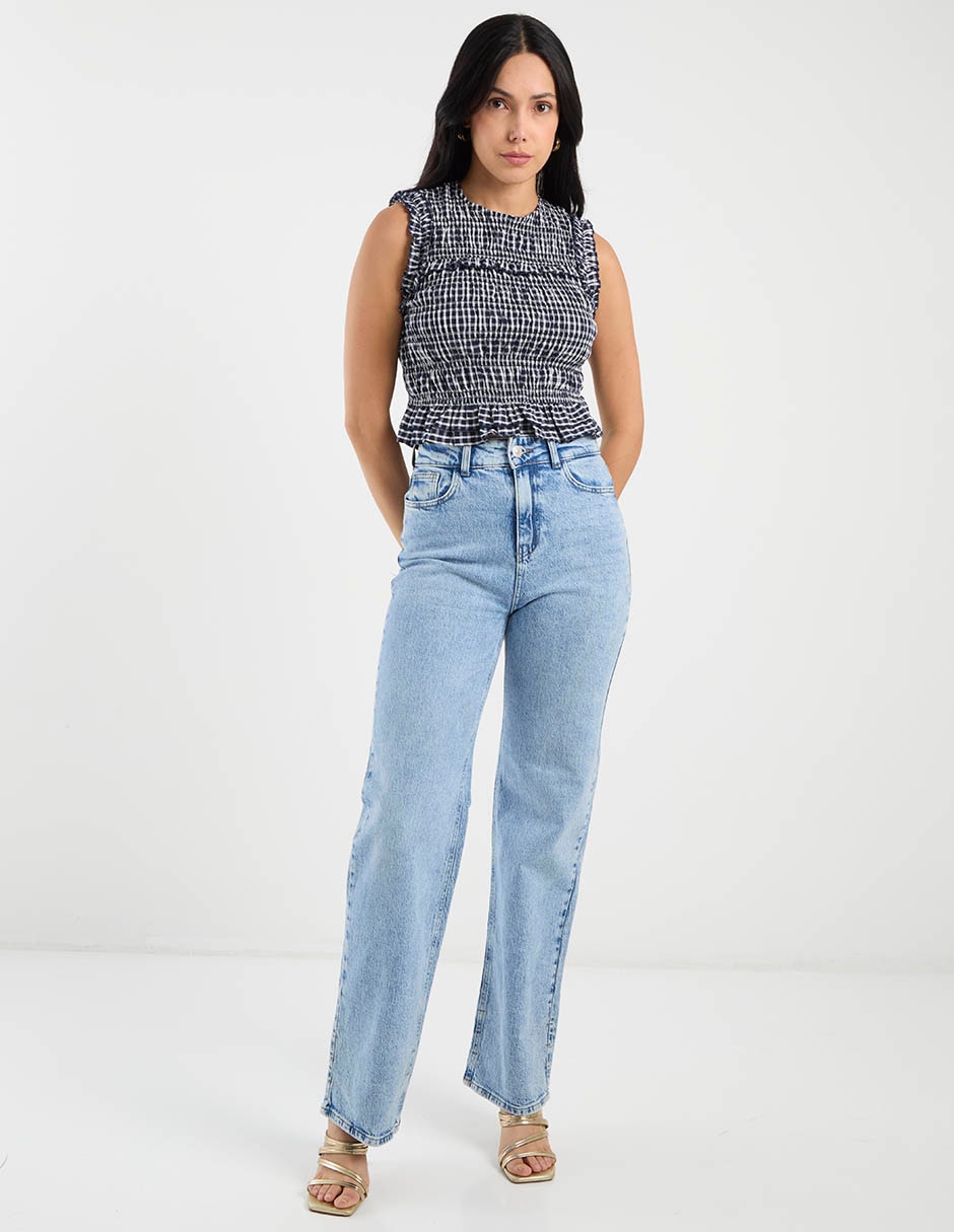 Jeans straight cintura alta Pieces para mujer