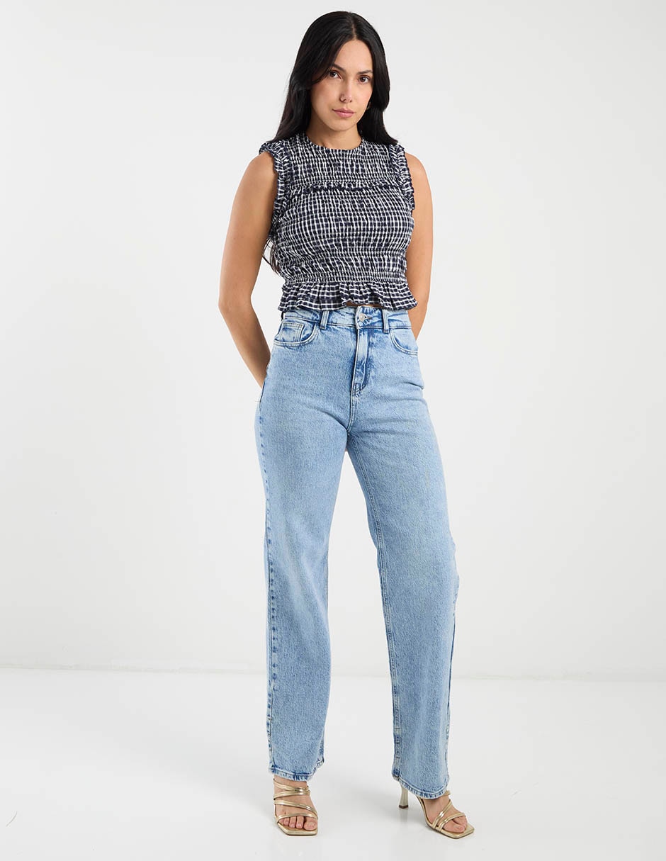 Jeans straight cintura alta Pieces para mujer