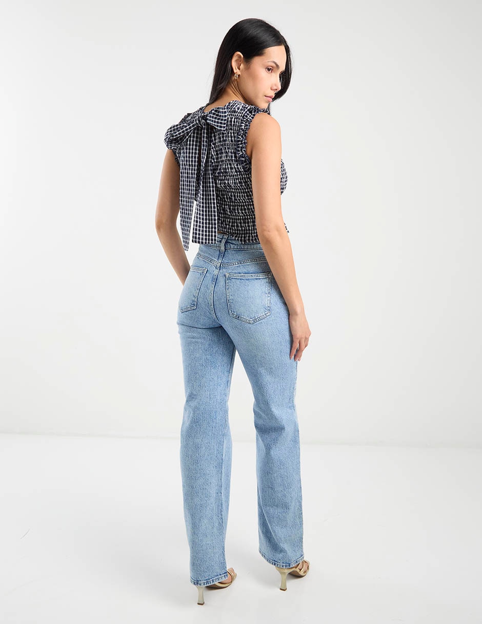 Jeans straight cintura alta Pieces para mujer