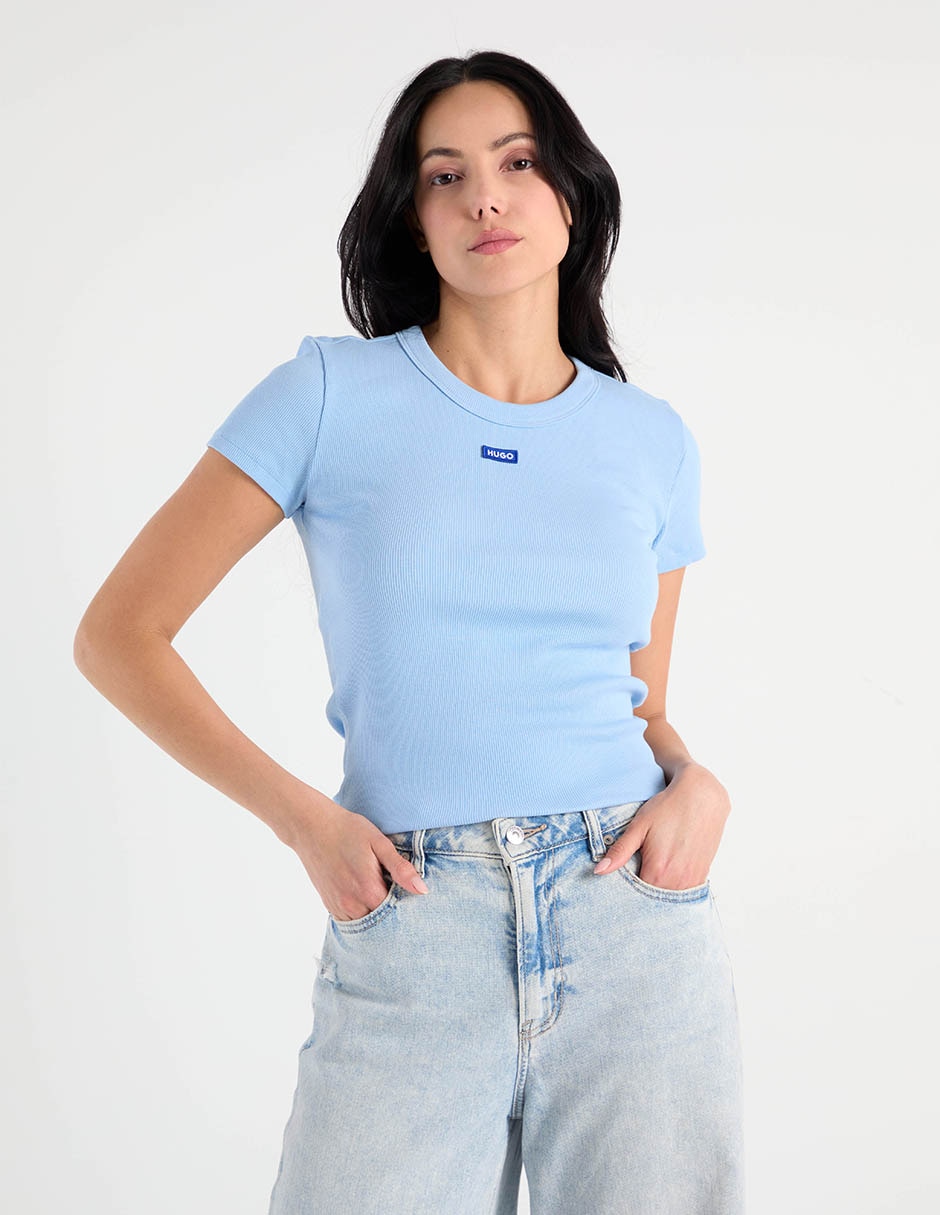 Playera manga corta cuello redondo mujer