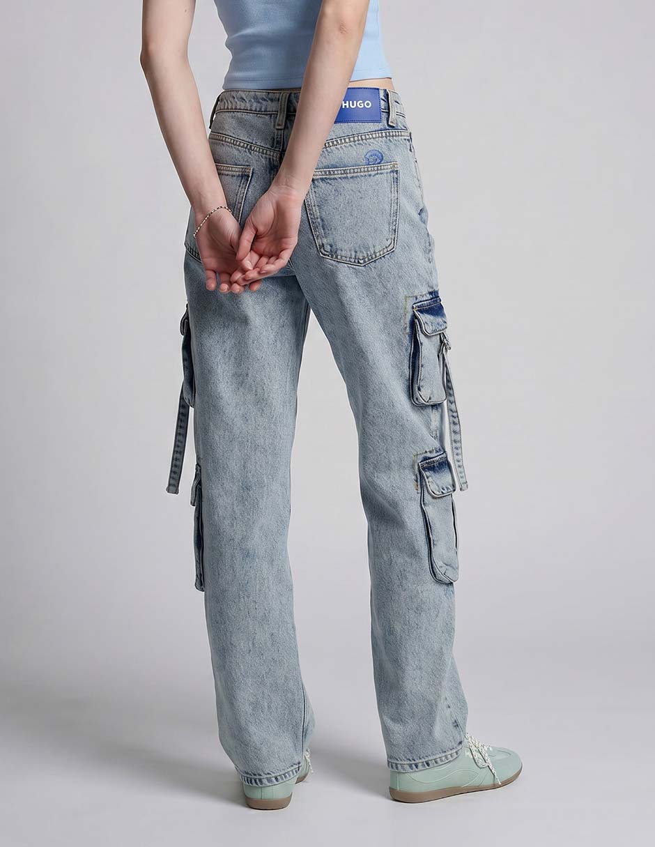 Jeans cargo straight Hugo Blue a la cintura para mujer