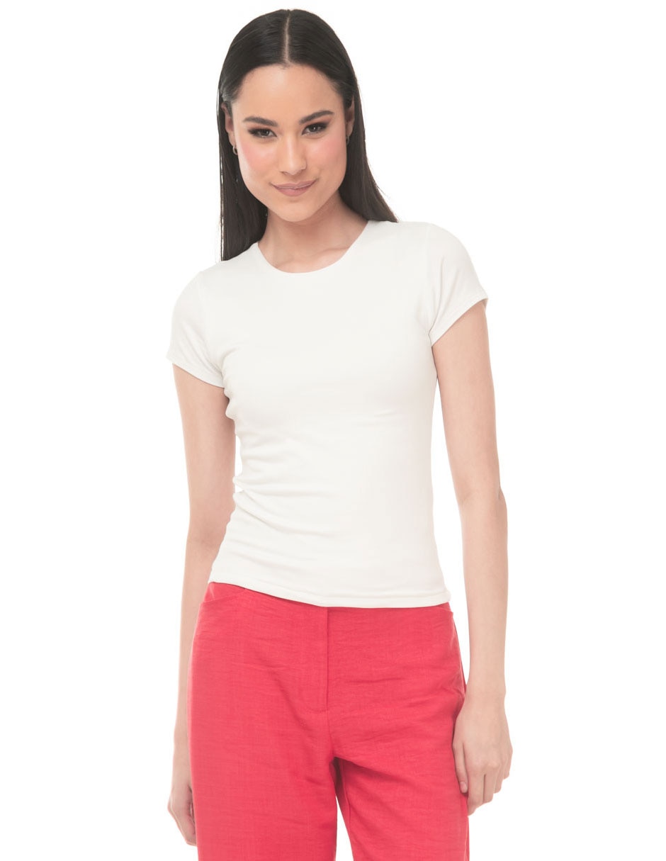 Playera manga corta Lvyou cuello redondo para mujer