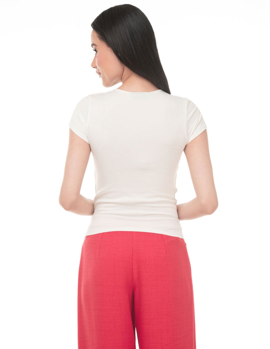 Playera manga corta Lvyou cuello redondo para mujer