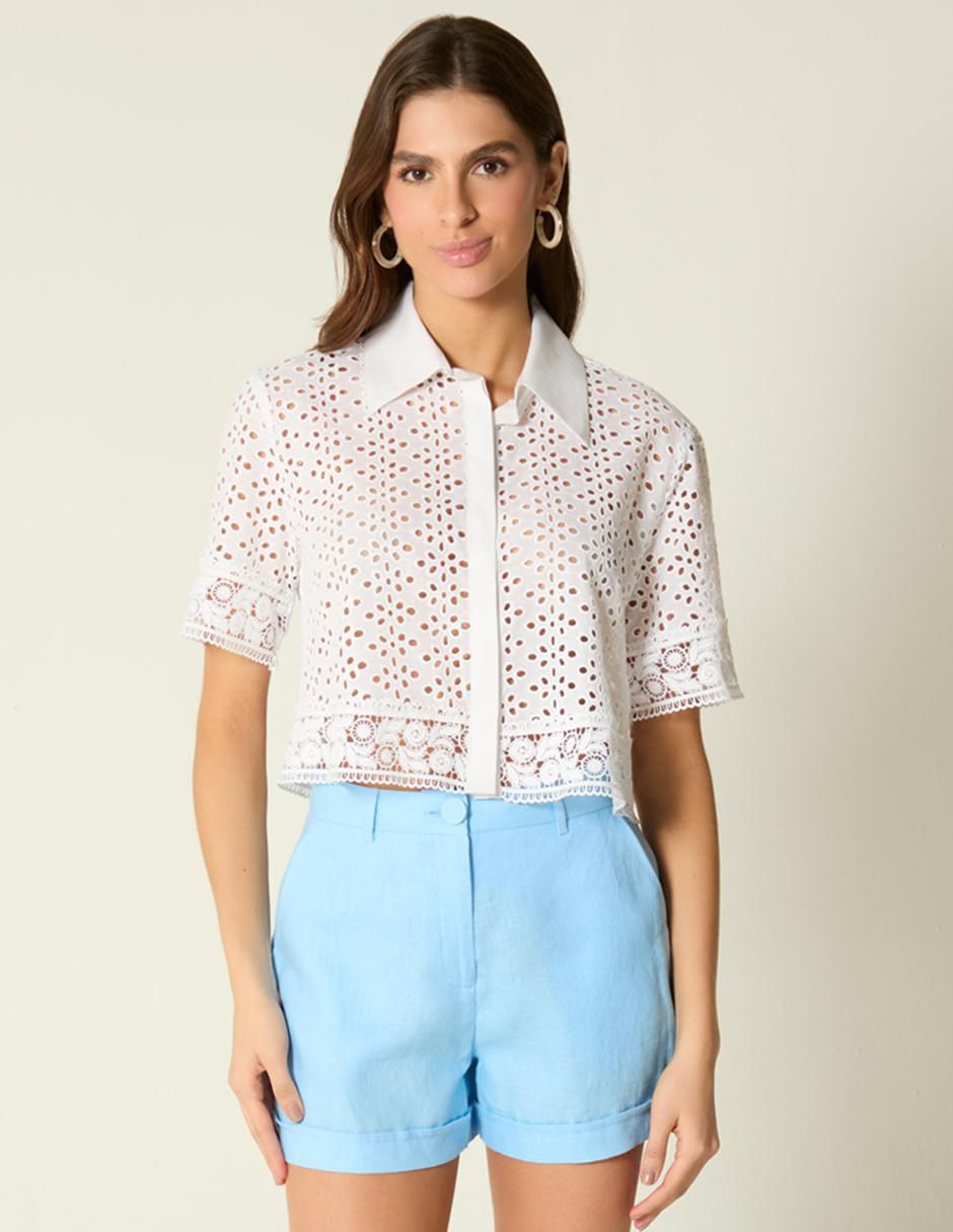 Top cuello camisero