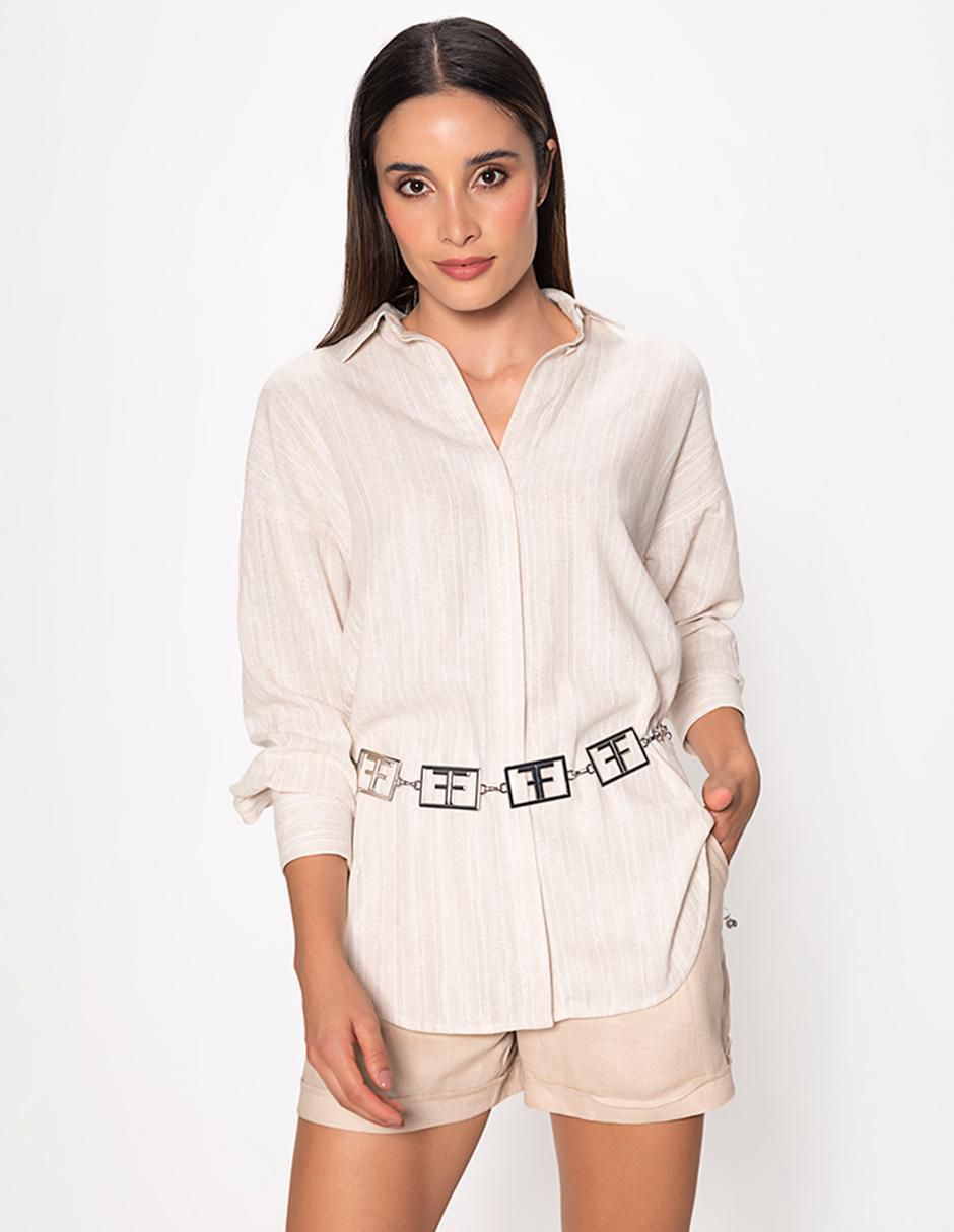 Blusa sartorial de verano manga 3/4 para mujer Blusa sartorial de verano manga 3/4 para mujer