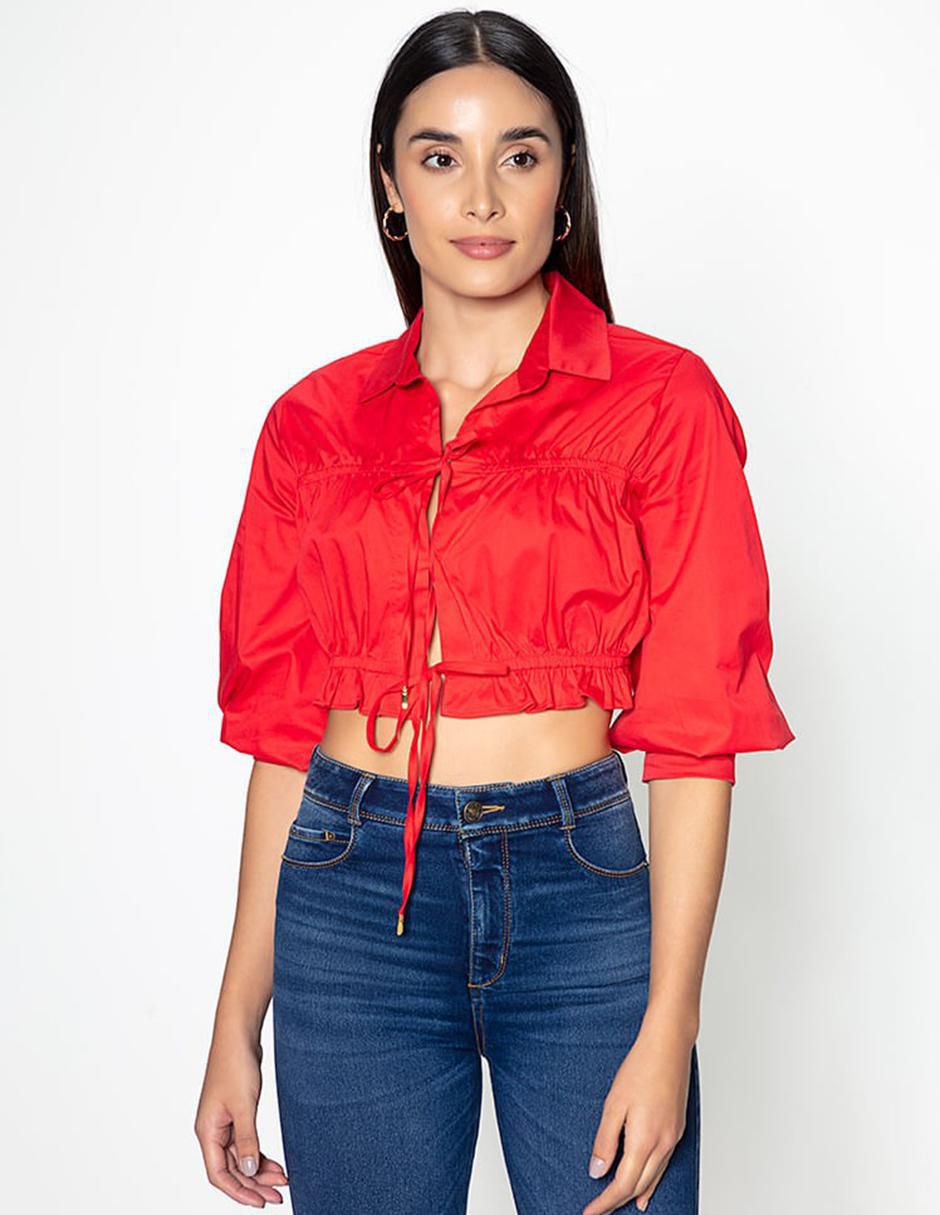 Top cuello camisero
