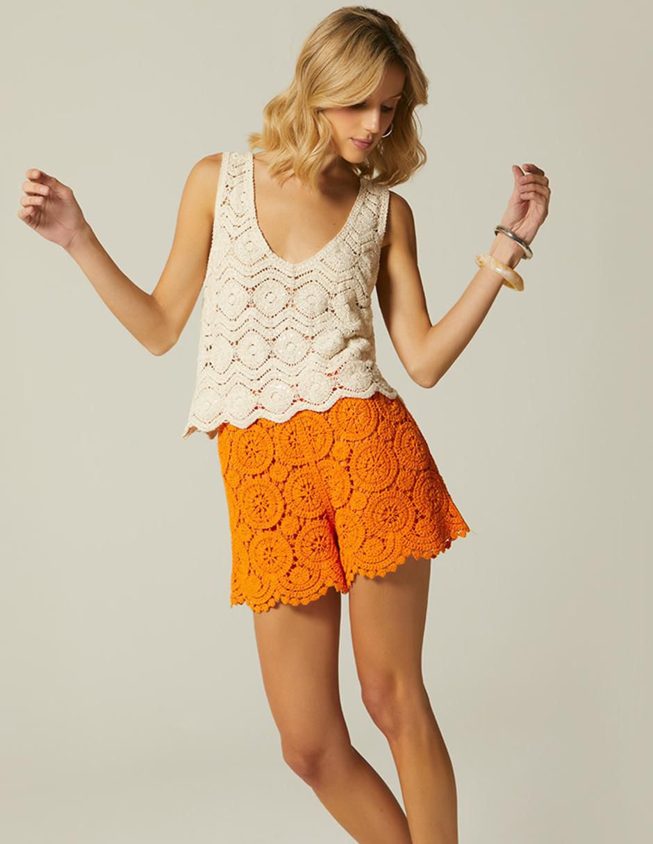 Blusa brillo crochet para mujer