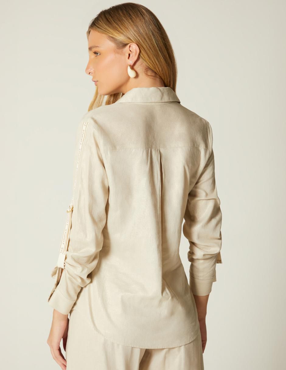 Blusa lujo natural manga larga para mujer