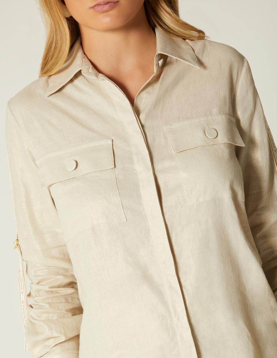 Blusa lujo natural manga larga para mujer
