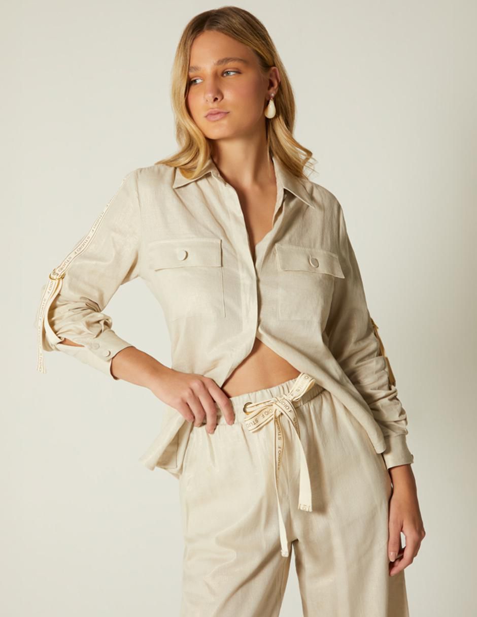 Blusa lujo natural manga larga para mujer Blusa lujo natural manga larga para mujer