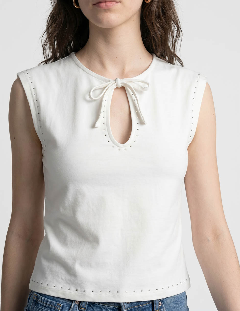 Top the are cuello redondo tirante ancho